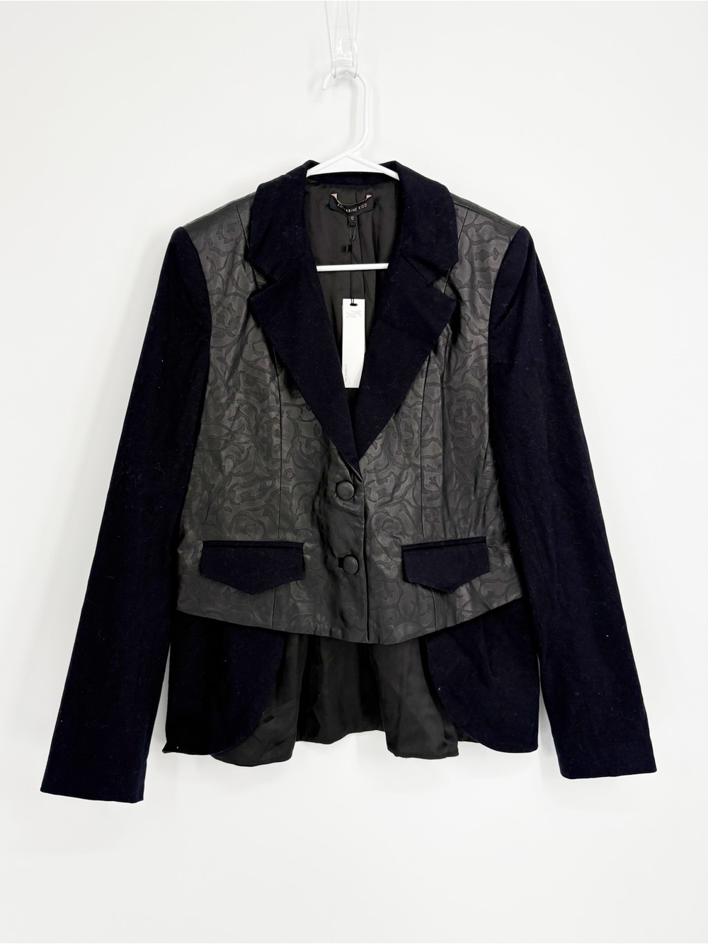 NWT Katharine Kidd Textured Black Mixed-Media Blazer Jacket